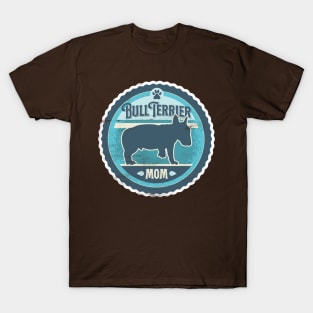 Bull Terrier Mom - Distressed English Bull Terrier Silhouette Design T-Shirt